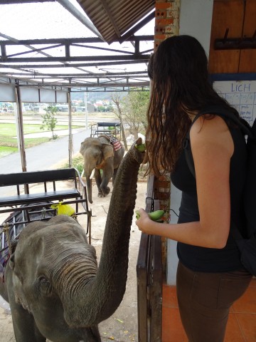 Tineke met een olifant